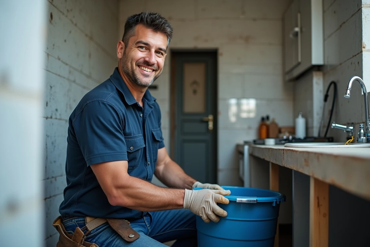 Tuberías y desagüe doméstico con flujo de agua restaurado